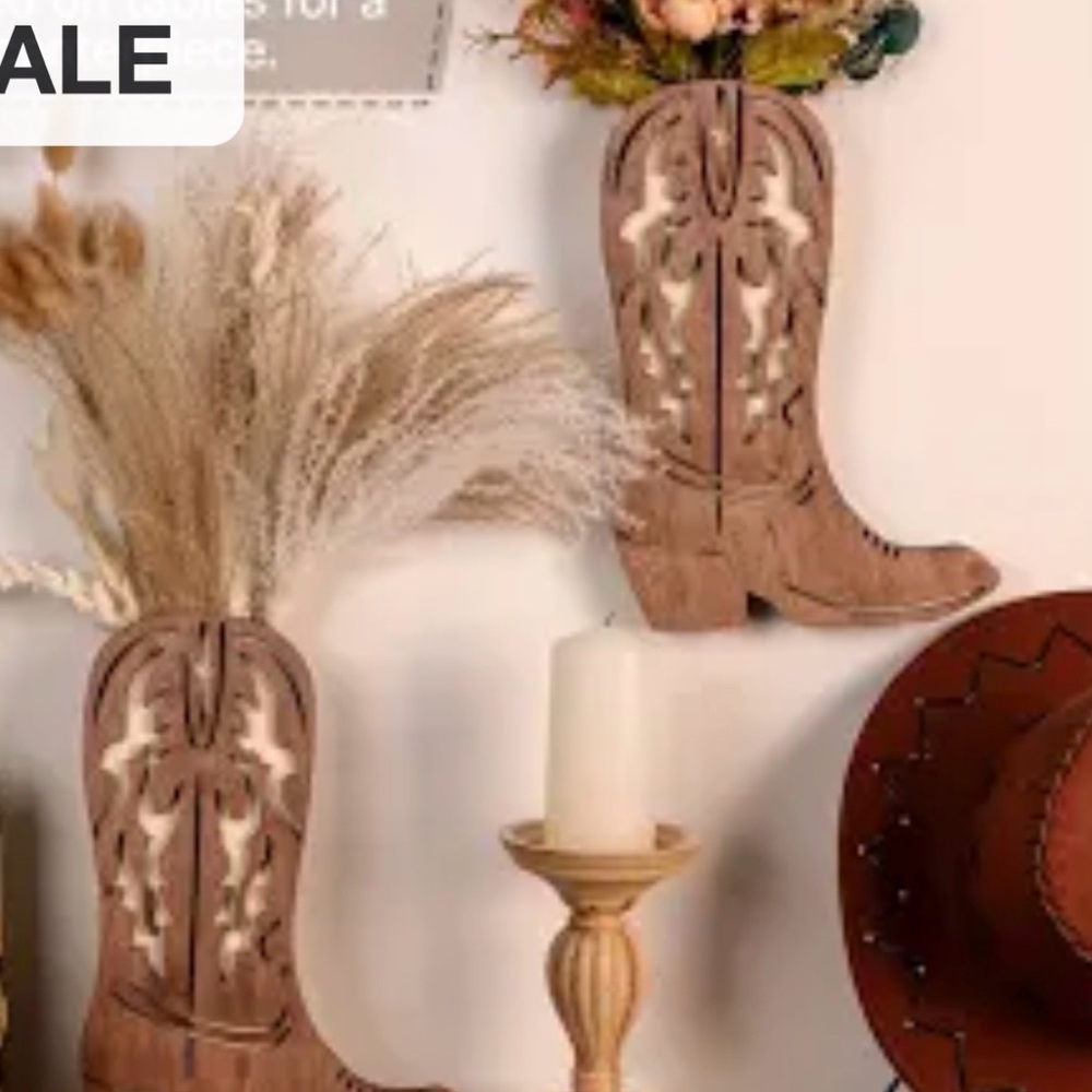 Wooden Cowboy Boot Wall Planter